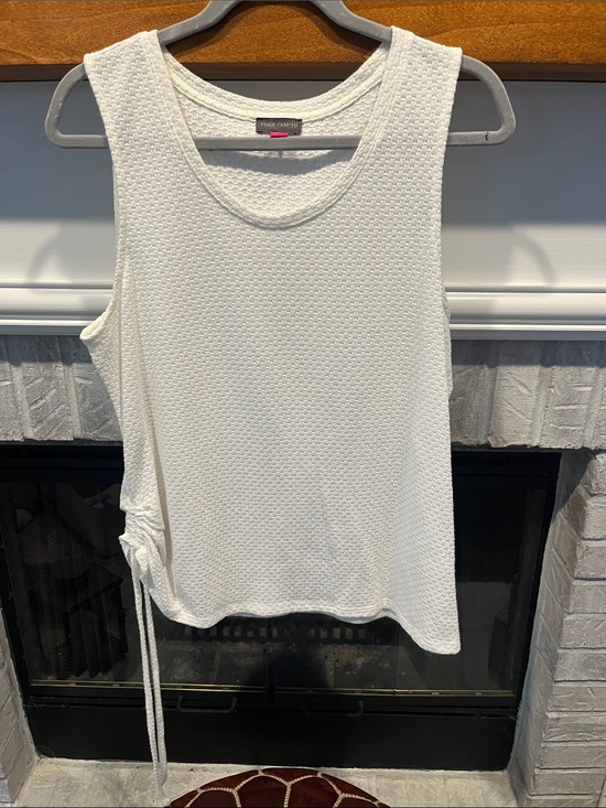 Vince Camuto Tops - Vince Camuto Cream Textured Side-Tie Tank